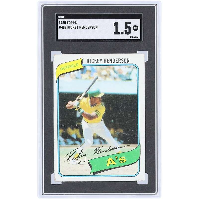 Rickey Henderson Oakland Athletics 1980 Topps #482 SGC Authenticated Rookie Card