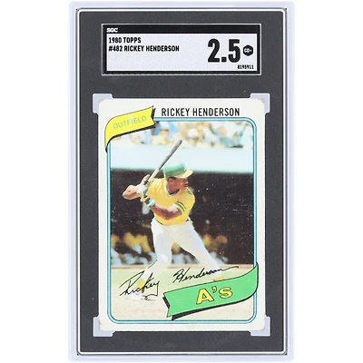 Carte recrue authentifiée 2.5 de Rickey Henderson Oakland Athletics 1980 Topps #482 SGC