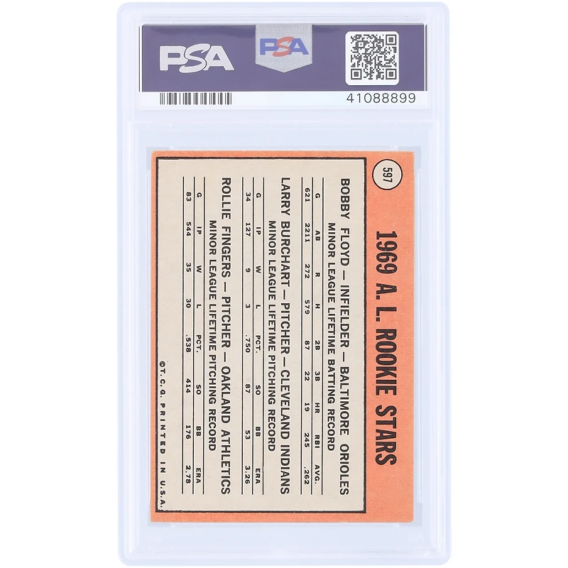 Rollie Fingers Oakland Athletics 1969 Topps #597 PSA Authenticated 5 Rookie Card