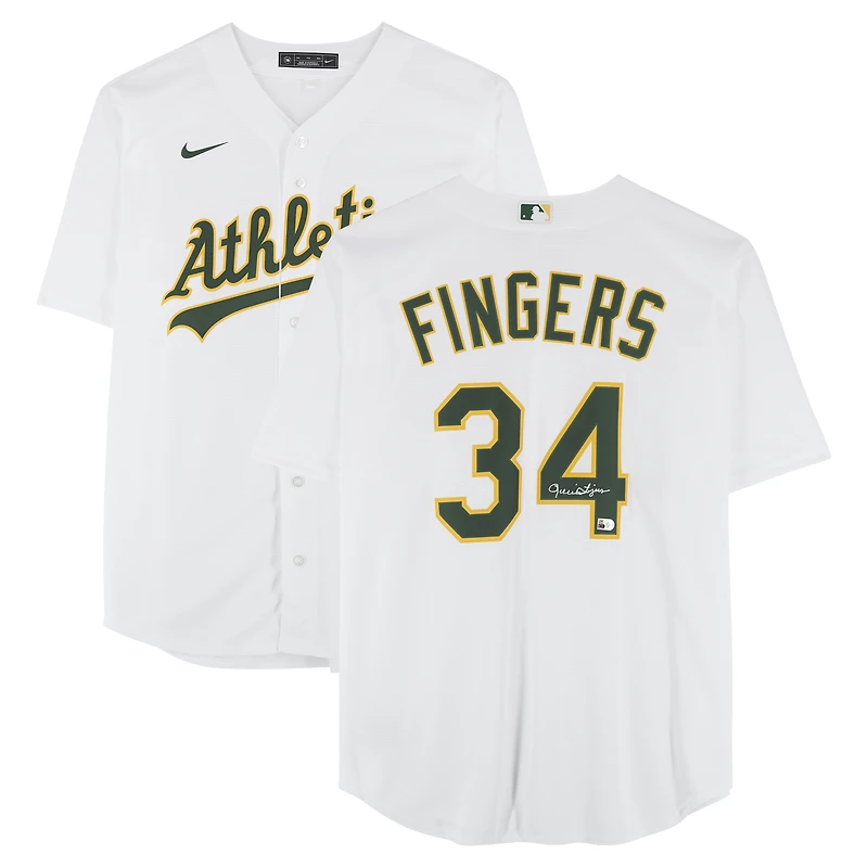 Rollie Fingers Oakland Athletics Autographed White Nike Replica Jersey  