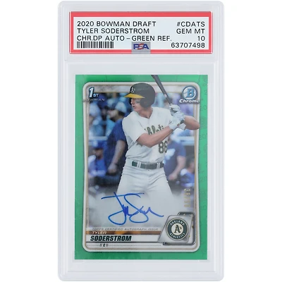 Tyler Soderstrom Oakland Athletics Autographed 2020 Bowman Chrome 1st Bowman Green #CDA-TS #38/99 PSA Authenticated 10 Card