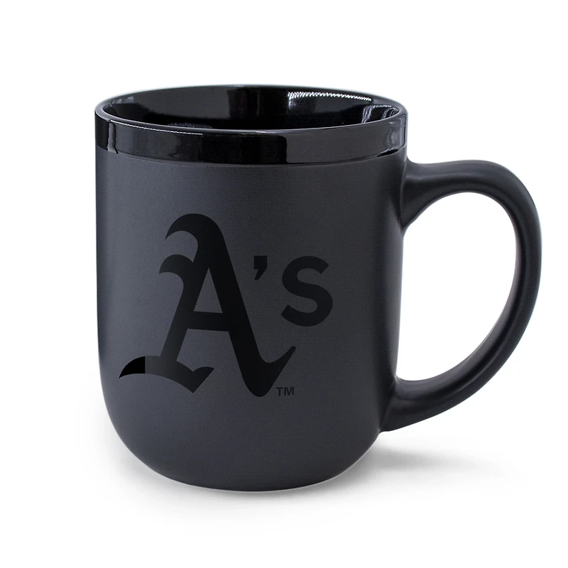 Tasse WinCraft Oakland Athletics en céramique noire ton sur ton de 48 cl