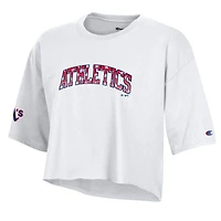 Women's Champion  White Oakland Athletics Boyfriend Cropped Americana T-Shirt