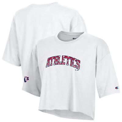 Women's Champion White Oakland Athletics Boyfriend Cropped Americana T-Shirt
