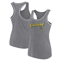 Débardeur dos nageur Fanatics Heather Gray pour femme, logo Oakland Athletics.