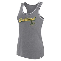 Women's Fanatics Heather Gray Oakland Athletics Wordmark Logo Racerback Tank Top