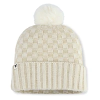 Women's Fanatics  Natural Oakland Athletics Matchstick Cuffed Knit Hat with Pom