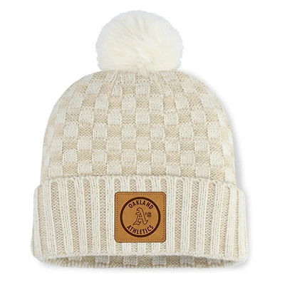 Bonnet en tricot à revers et pompon Matchstick des Oakland Athletics Fanatics Natural pour femme