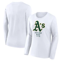 T-shirt léger à manches longues et coupe ajustée pour femme Fanatics Oakland Athletics blanc