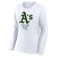 T-shirt léger à manches longues et coupe ajustée pour femme Fanatics Oakland Athletics blanc
