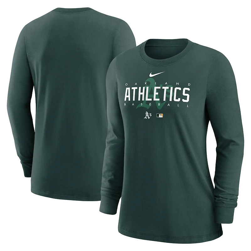 Women's Nike Green Oakland Athletics Authentic Collection Legend Performance Long Sleeve T-Shirt
