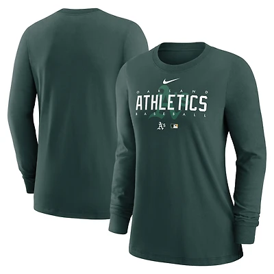 Women's Nike Green Oakland Athletics Authentic Collection Legend Performance Long Sleeve T-Shirt