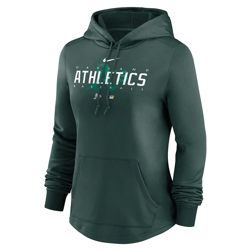 Sweat à capuche Nike Oakland Athletics Authentic Collection Pregame Performance pour femme, vert