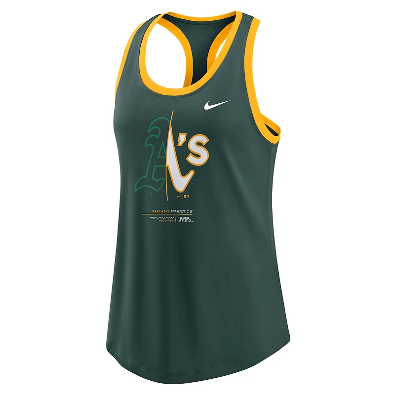 Débardeur Nike Oakland Athletics Tech Tri-Blend vert pour femme