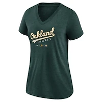 Women's Nike Heather Green Oakland Athletics Authentic Collection Tri-Blend V-Neck T-Shirt