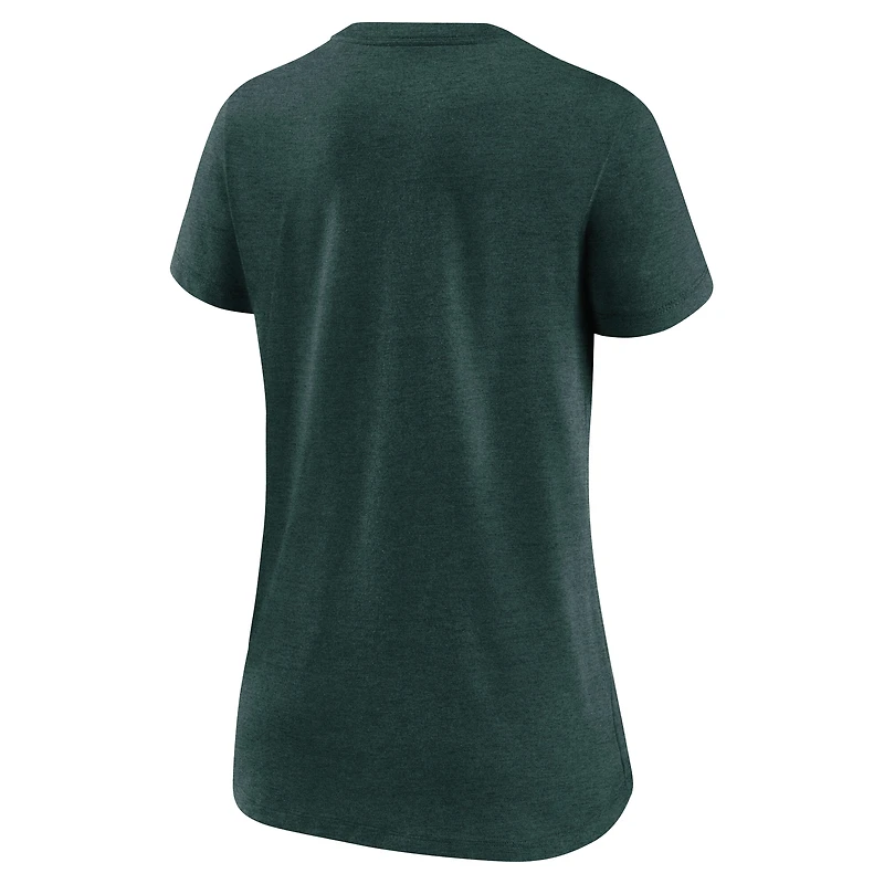 Women's Nike Heather Green Oakland Athletics Authentic Collection Tri-Blend V-Neck T-Shirt
