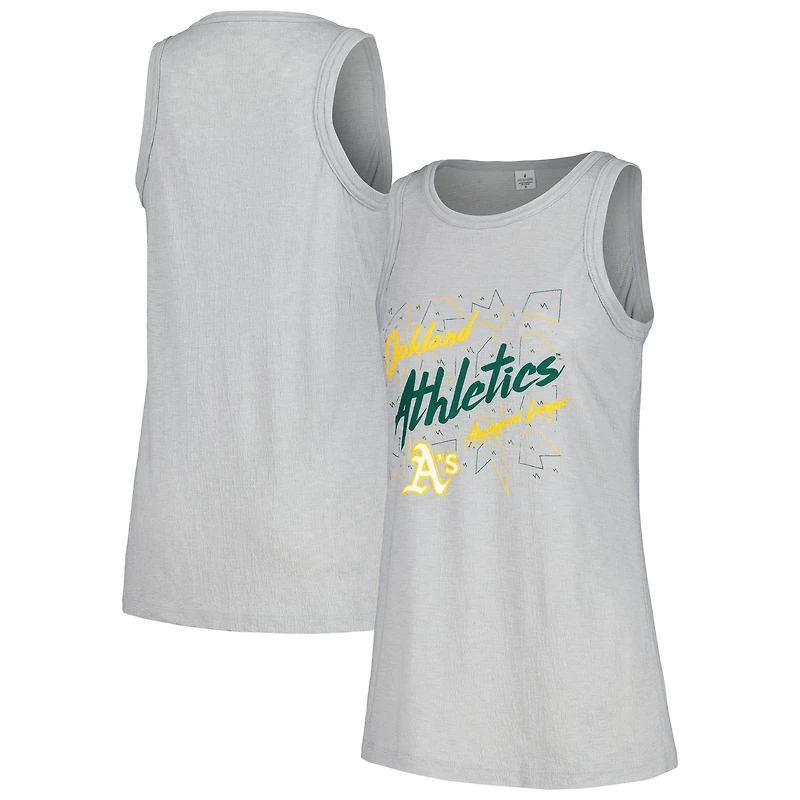 Débardeur à col montant en gaze gris doux comme du raisin pour femme des Oakland Athletics