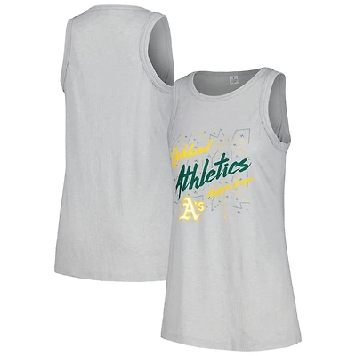 Débardeur à col montant en gaze gris doux comme du raisin pour femme des Oakland Athletics