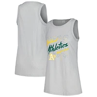 Débardeur à col montant en gaze gris doux comme du raisin pour femme des Oakland Athletics