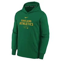 Sweat à capuche de performance vert pour jeunes Nike Oakland Athletics Authentic Collection