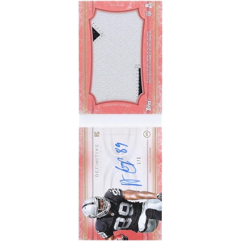 Amari Cooper Oakland Raiders Autographed 2015 Topps Definitive Jumbo Relic Pigskin Booklet #NNO #1/1 Rookie Card