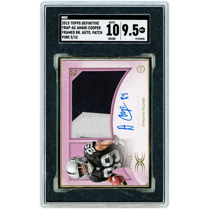Amari Cooper Oakland Raiders Autographed 2015 Topps Definitive Pink Framed Rookie Dual-Color Relic #FRAP-AC #3/10 SGC Authenticated 9.5/10 Rookie Card