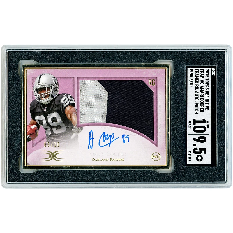 Amari Cooper Oakland Raiders Autographed 2015 Topps Definitive Pink Framed Rookie Dual-Color Relic #FRAP-AC #3/10 SGC Authenticated 9.5/10 Rookie Card