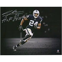 Photographie autographiée de 11"x 14" de Charles Woodson des Oakland Raiders avec l'inscription "HOF 21"