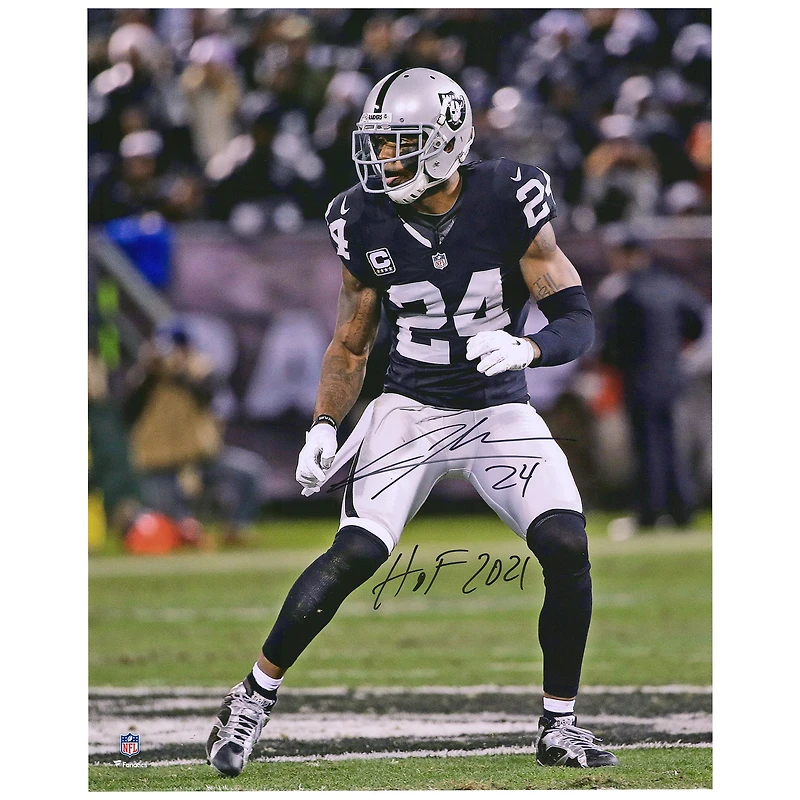Charles Woodson Oakland Raiders Autographed 16" x 20" Stance Photograph with "HOF 21" Inscription