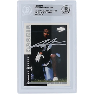 Charles Woodson Oakland Raiders Autographed 1998 Score Series 1 Silver Ink #236 Beckett Fanatics Witnessed Authenticated Rookie Card