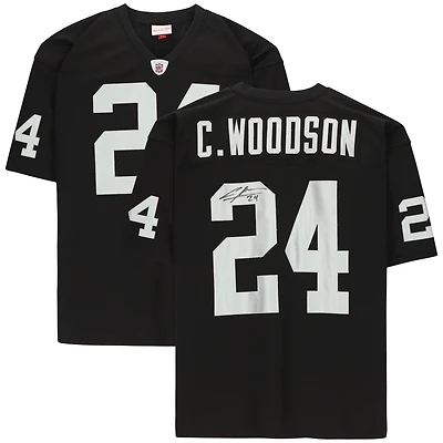 Maillot authentique Mitchell & Ness autographié par Charles Woodson Oakland Raiders