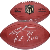 Ballon de football professionnel Wilson Duke autographié par Charles Woodson des Oakland Raiders avec l'inscription « HOF 21 »