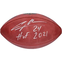 Ballon de football professionnel Wilson Duke autographié par Charles Woodson des Oakland Raiders avec l'inscription « HOF 21 »