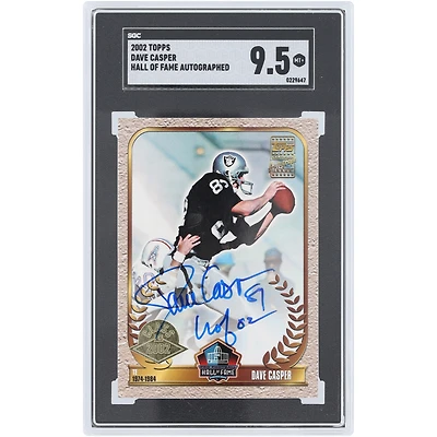 Dave Casper Oakland Raiders Autographed 2002 Topps Hall Of Fame #NNO SGC Authenticated 9.5 Card with "HOF 02" Inscription