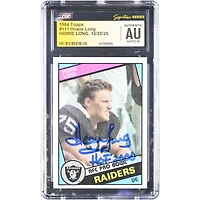 Carte de recrue autographiée de Howie Long (Oakland Raiders) de 1984, Topps n° 111, authentifiée CGC, avec inscription « HOF 2000 ».