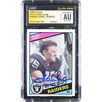 Carte de recrue autographiée de Howie Long (Oakland Raiders) de 1984, Topps n° 111, authentifiée par Fanatics Witnessed (CGC).