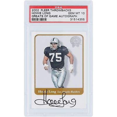 Howie Long Oakland Raiders Autographed 2002 Fleer Throwbacks Greats of the Game #HL PSA Authenticated 10 Card 