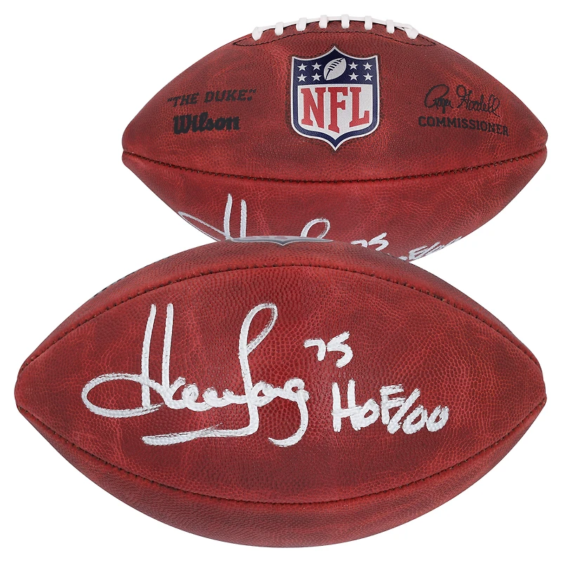 Ballon de football Duke en couleur autographié par Howie Long des Oakland Raiders avec l'inscription « HOF/00 »