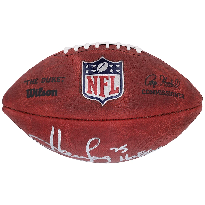 Ballon de football Duke en couleur autographié par Howie Long des Oakland Raiders avec l'inscription « HOF/00 »