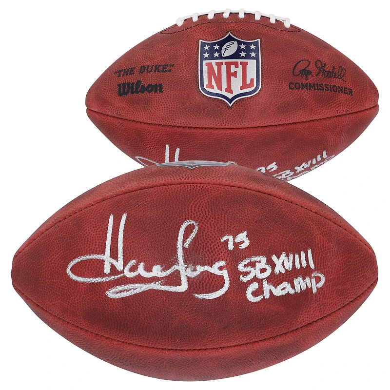 Howie Long Oakland Raiders Autographed Duke Full Color Football with "SB XVIII Champ" Inscription