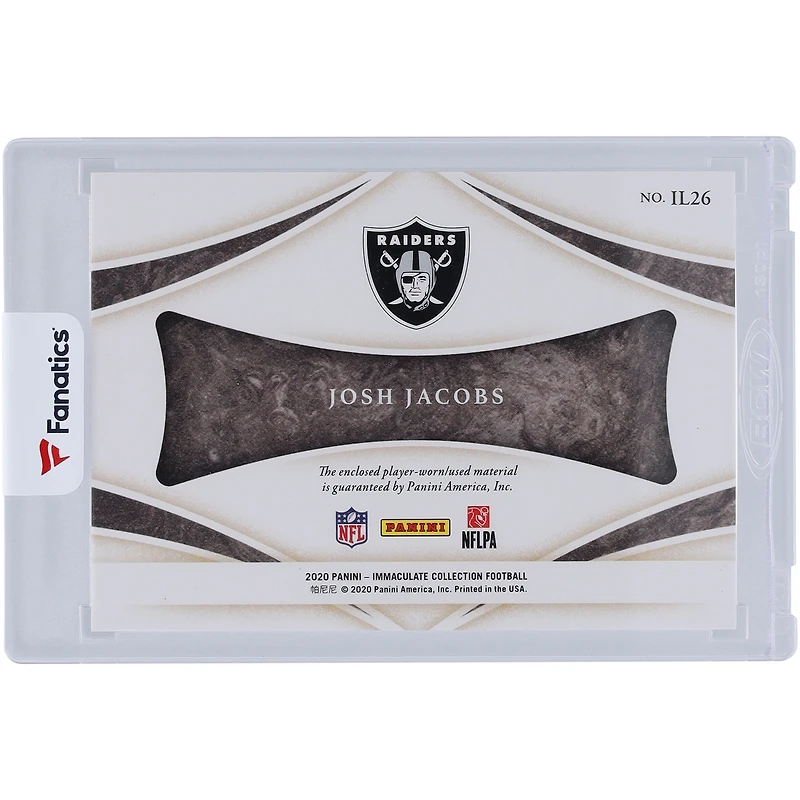 Josh Jacobs Oakland Raiders 2020 Panini Immaculate Collection Numbers Tri-Color Relic #IL26 #21/25 Card