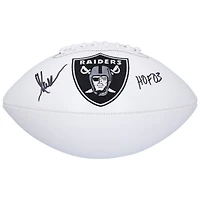 Ballon de football Wilson White Panel autographié par Marcus Allen des Oakland Raiders avec inscription « HOF 03 »