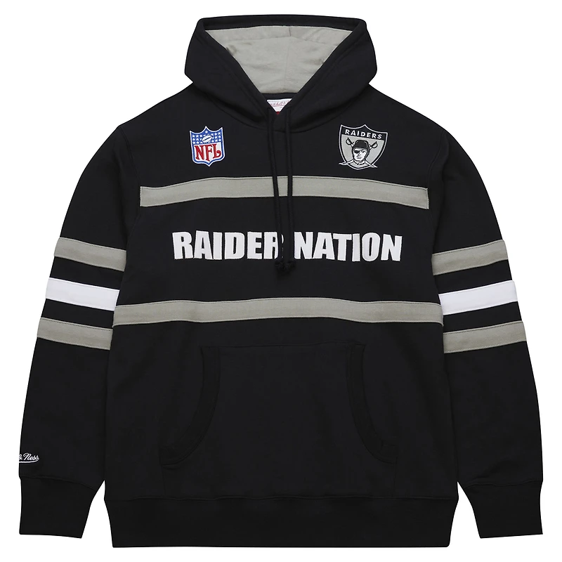 Men's  Black Oakland Raiders Gridiron Classics Vintage Logo Head Coach Fleece Pullover Hoodie