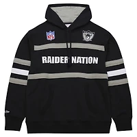 Men's  Black Oakland Raiders Gridiron Classics Vintage Logo Head Coach Fleece Pullover Hoodie