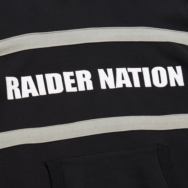 Men's  Black Oakland Raiders Gridiron Classics Vintage Logo Head Coach Fleece Pullover Hoodie