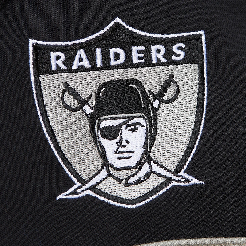 Men's  Black Oakland Raiders Gridiron Classics Vintage Logo Head Coach Fleece Pullover Hoodie