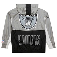 Coupe-vent zippé haut de gamme Big Shot des Oakland Raiders Mitchell & Ness pour homme, noir/argent