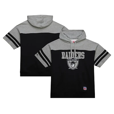 Sweat à capuche manches courtes avec logo vintage Mitchell & Ness pour hommes, Oakland Raiders Gridiron Classics Off Field, noir