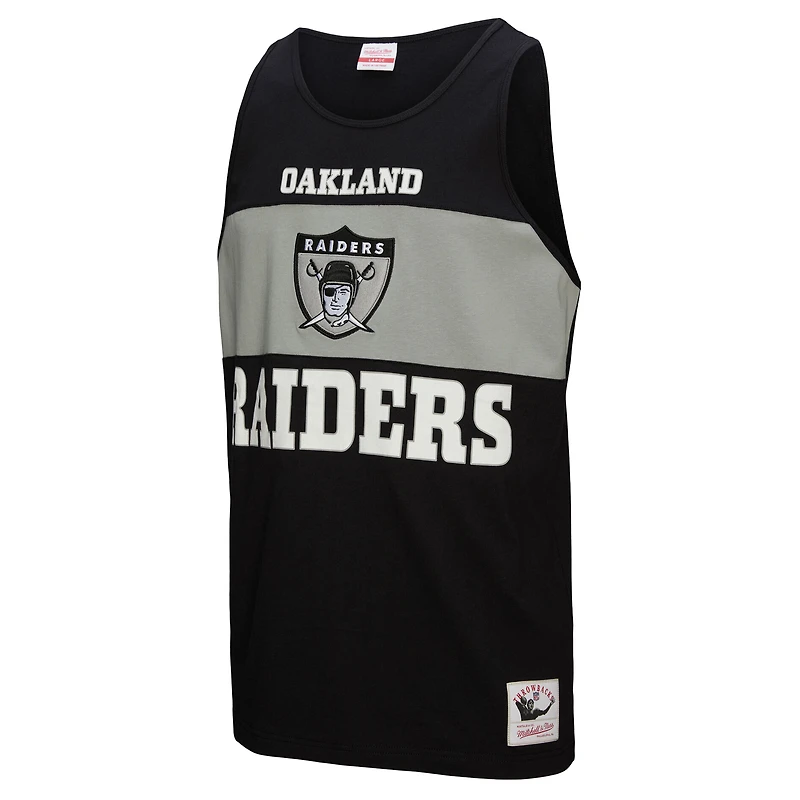 Débardeur rétro colorblock noir Mitchell & Ness pour homme des Oakland Raiders