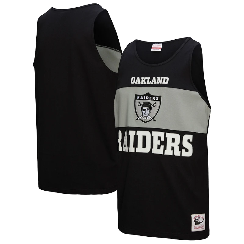 Débardeur rétro colorblock noir Mitchell & Ness pour homme des Oakland Raiders